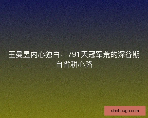 王曼昱内心独白:791天冠军荒的深谷期自省耕心路 王曼昱内心独白:791天冠军荒的深谷期自省耕心路